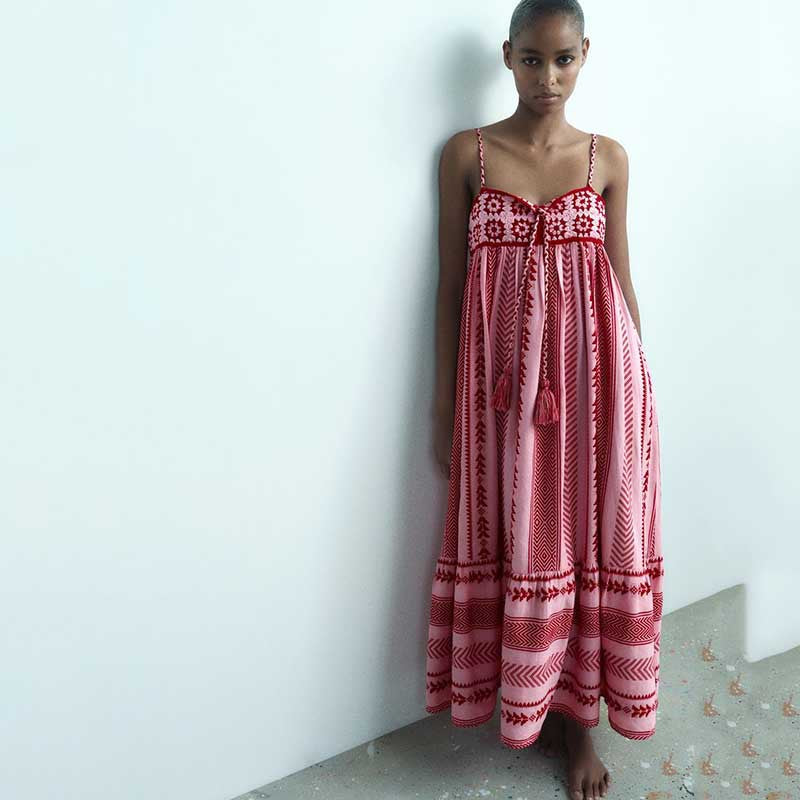 PuraDama™ Liora | Vestido largo bohemio con bordado artesanal