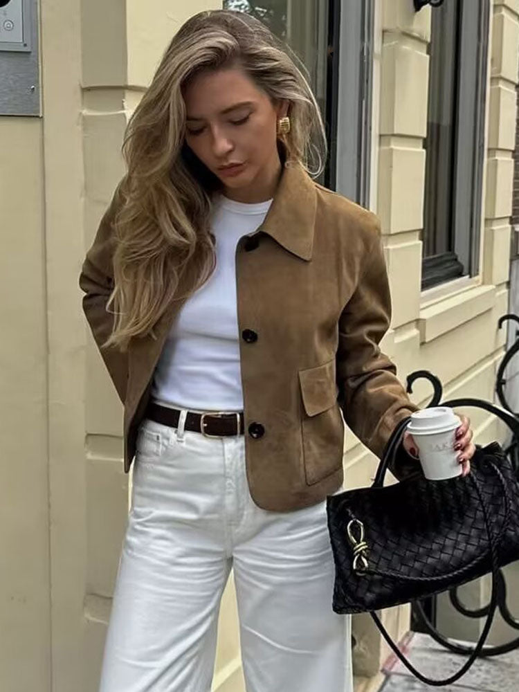 PuraDama™ Sorelia | Giacca minimalista color cammello