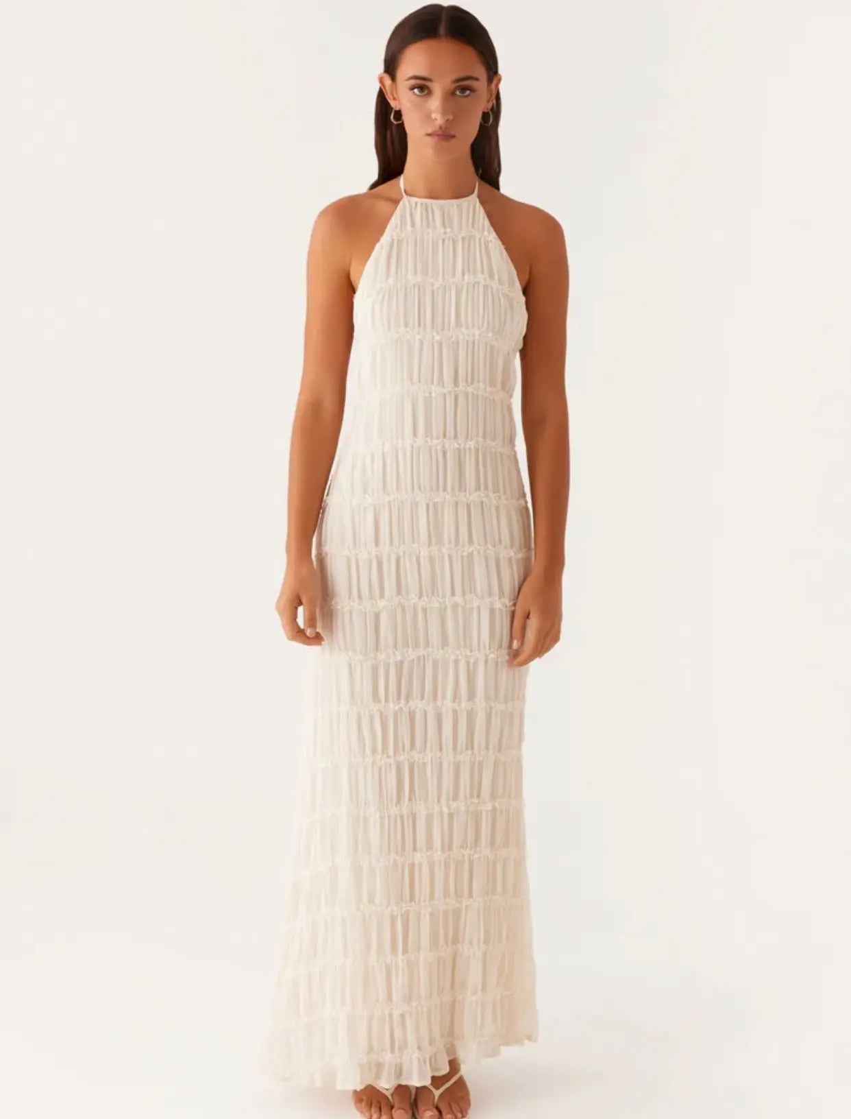 PuraDama™ Élan | Vestido largo plisado con espalda descubierta