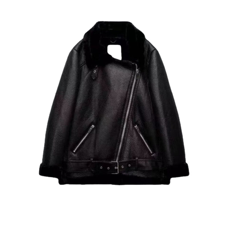 PuraDama™ Nerisa | Giacca biker nera dalla calda fodera