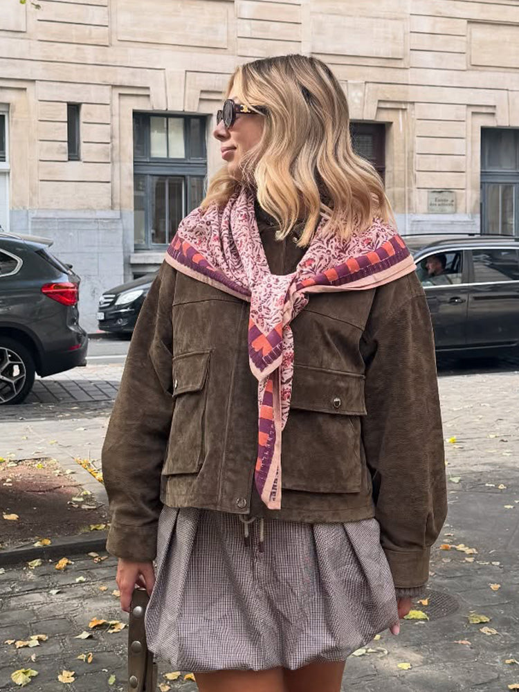 PuraDama™ Arden | Giubbotto bomber in morbida pelle scamosciata