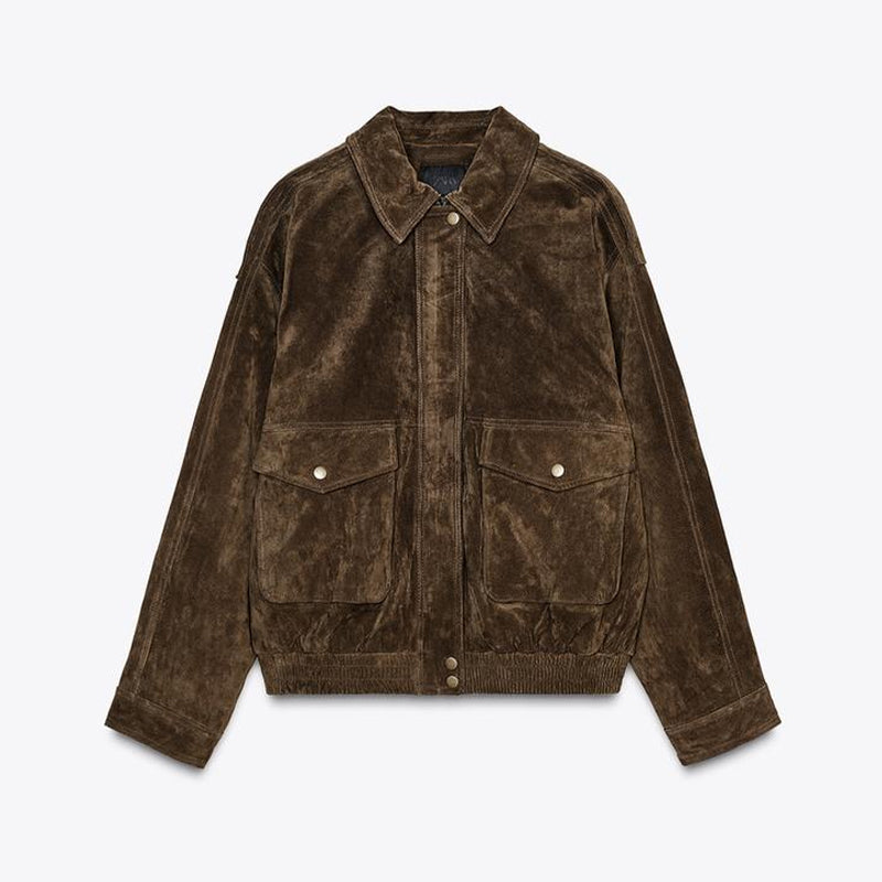 PuraDama™ Arden | Giubbotto bomber in morbida pelle scamosciata