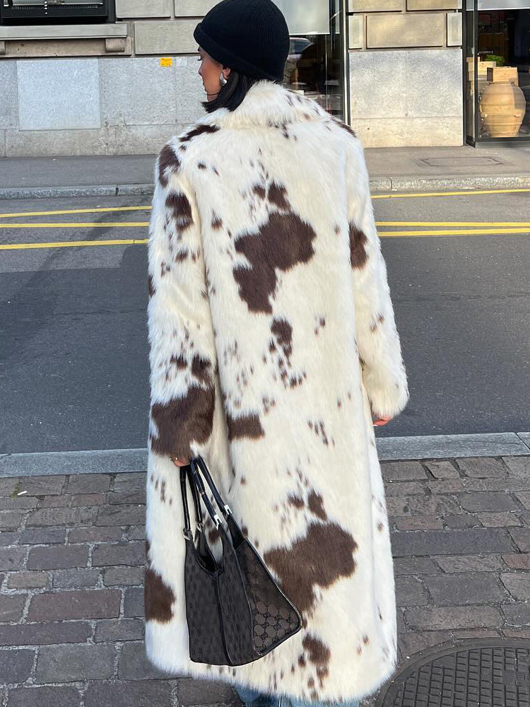 PuraDama™ Brivido | Cappotto in eco-pelliccia maculata bianco-marrone