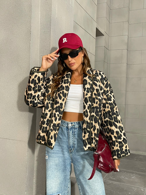 PuraDama™Selvaggia | Giacca trapuntata con stampa animalier