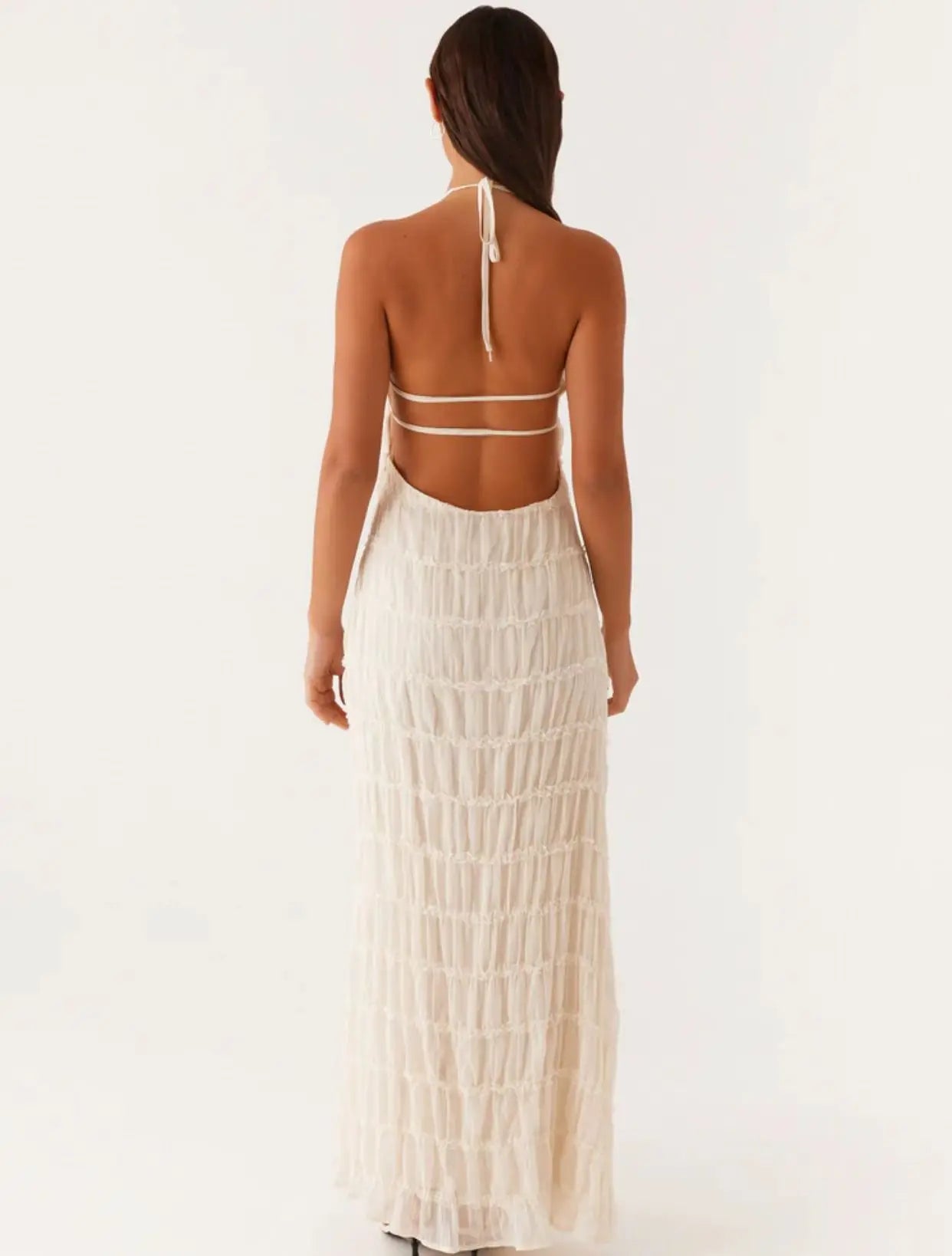 PuraDama™ Élan | Vestido largo plisado con espalda descubierta