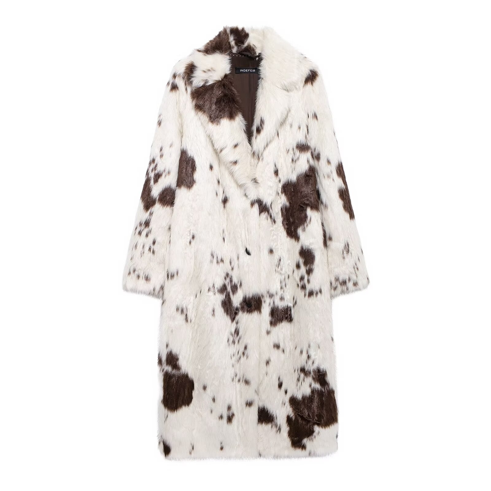 PuraDama™ Brivido | Cappotto in eco-pelliccia maculata bianco-marrone