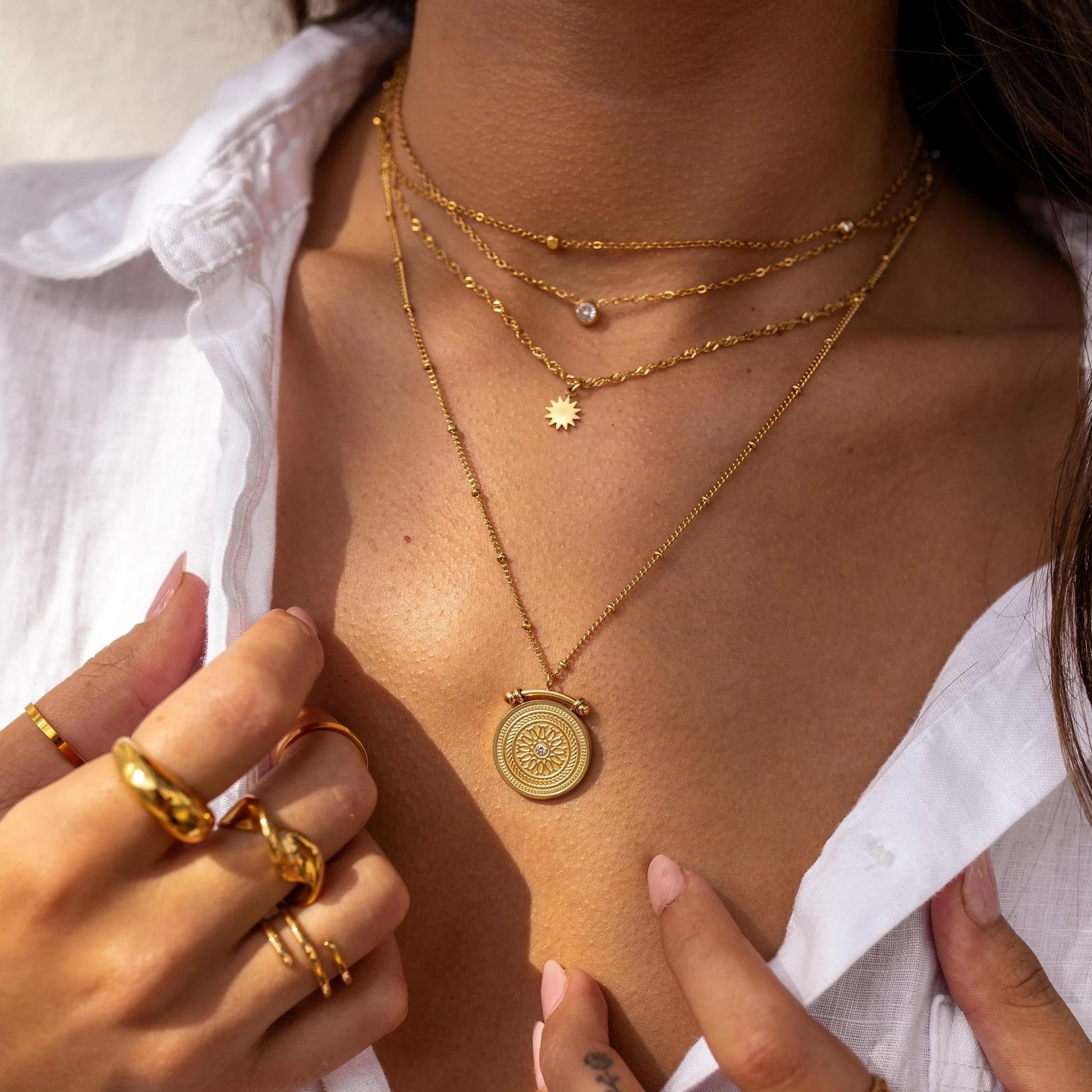 PuraDama™ Solara | Collana con doppio amuleto in oro