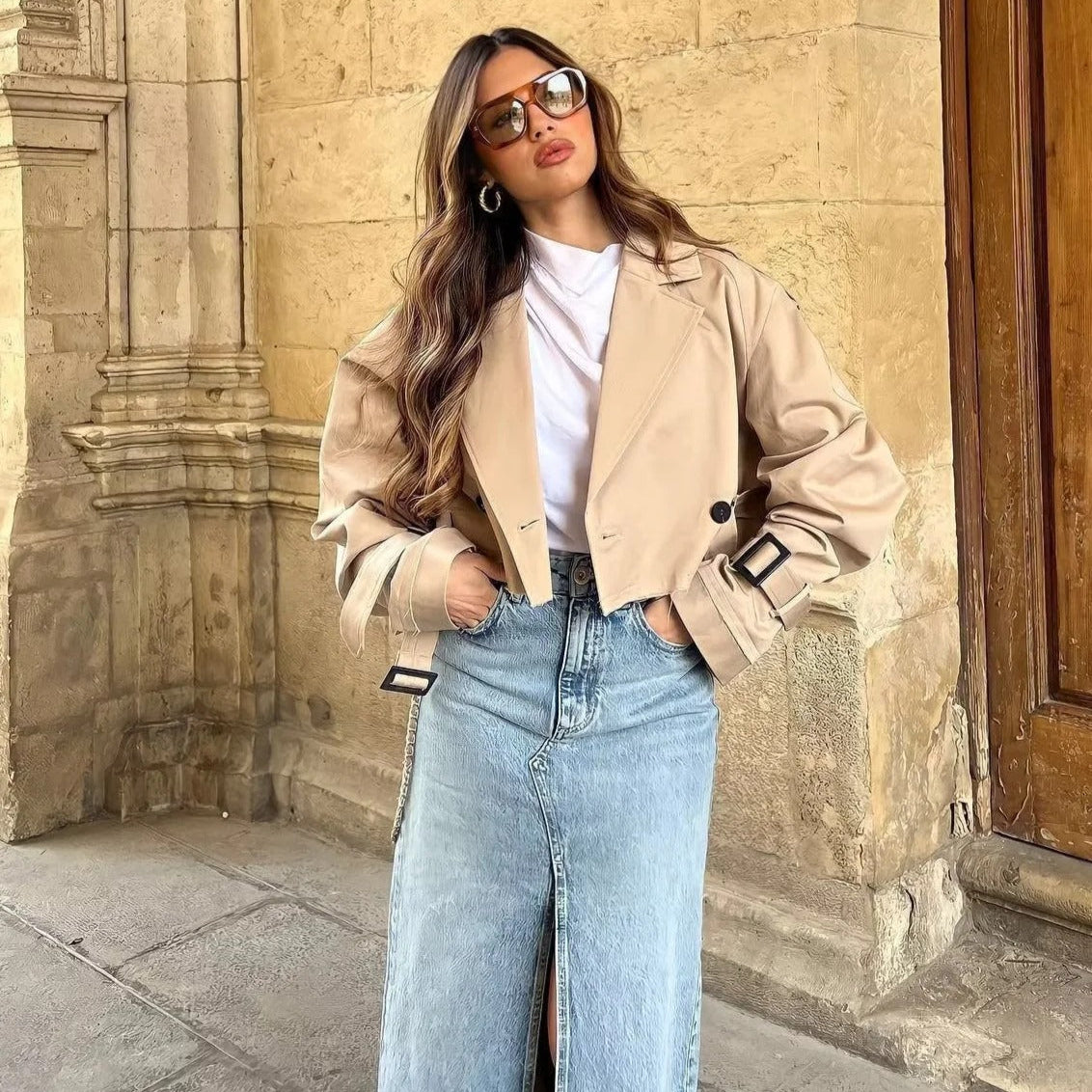 PuraDama™ Avory | Trench corto minimalista