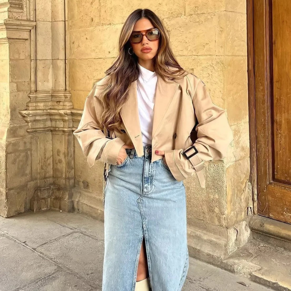 PuraDama™ Avory | Trench corto minimalista