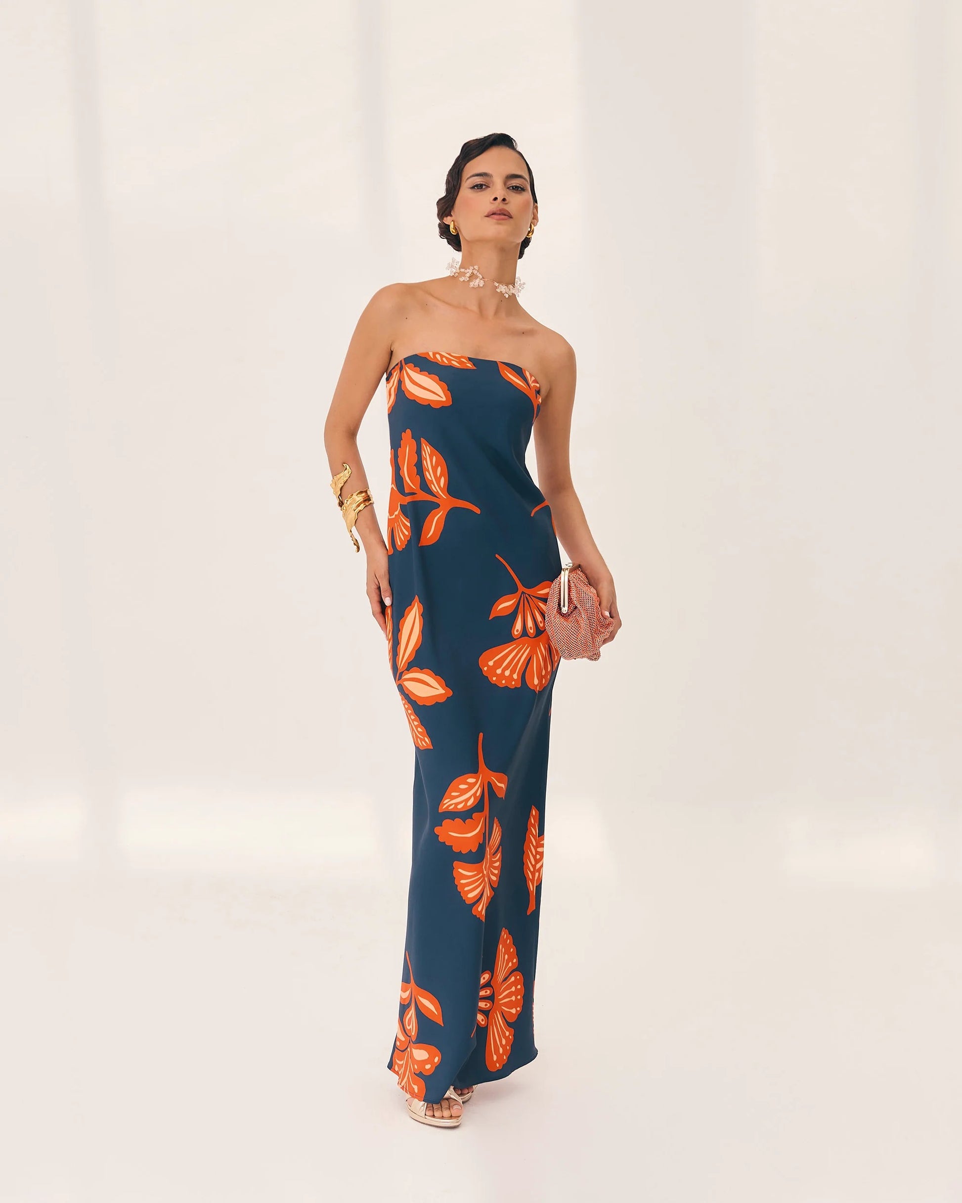 PuraDama™ Solenzia | Vestido largo palabra de honor con estampado floral