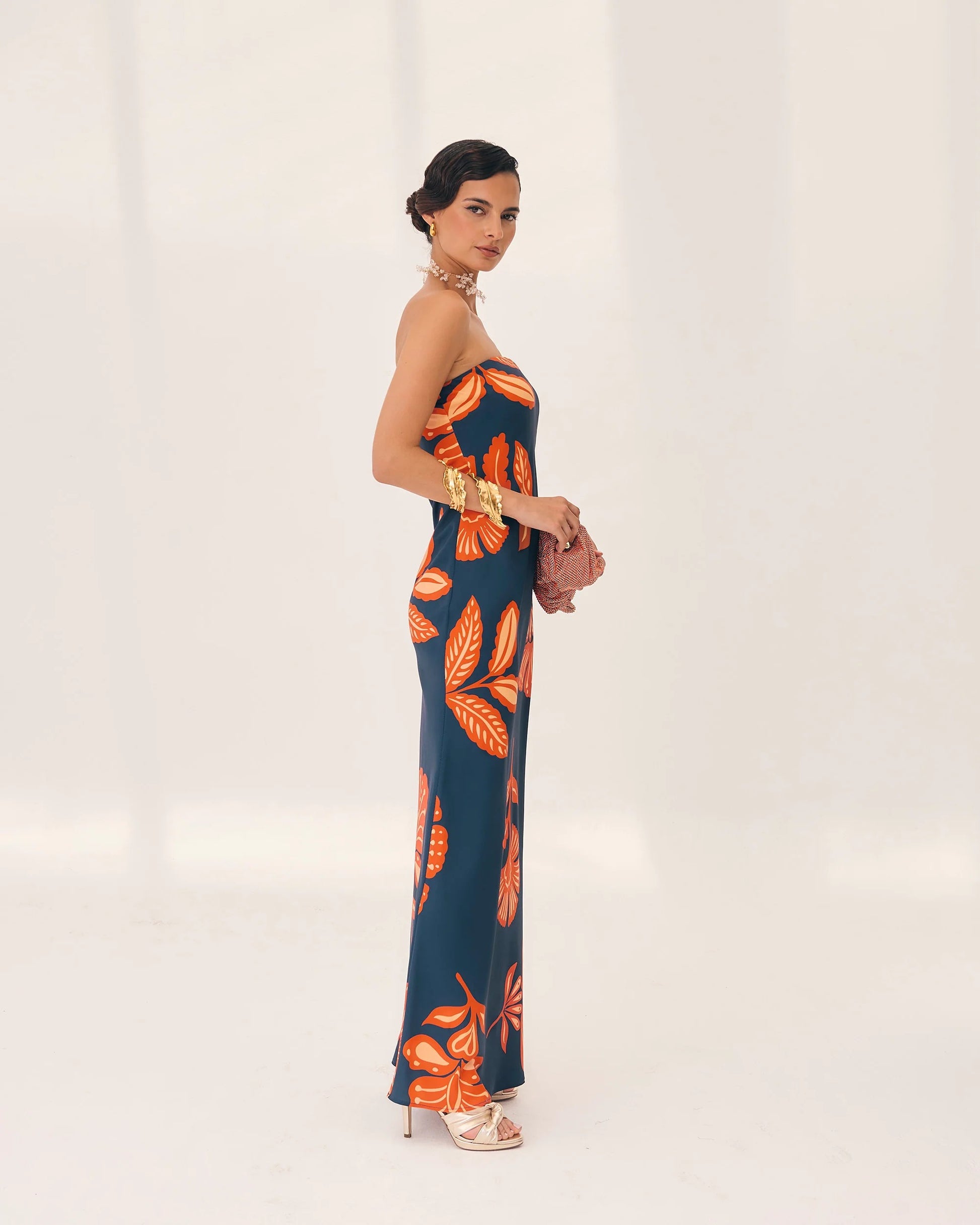 PuraDama™ Solenzia | Vestido largo palabra de honor con estampado floral