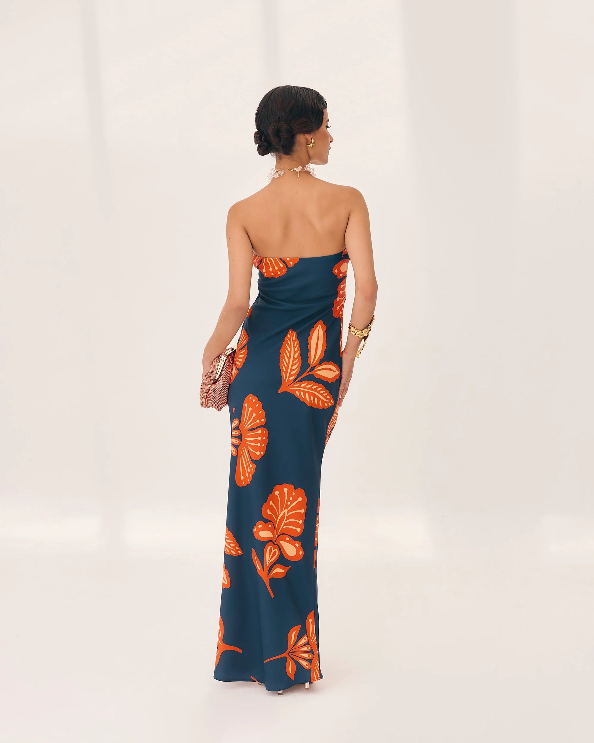 PuraDama™ Solenzia | Vestido largo palabra de honor con estampado floral