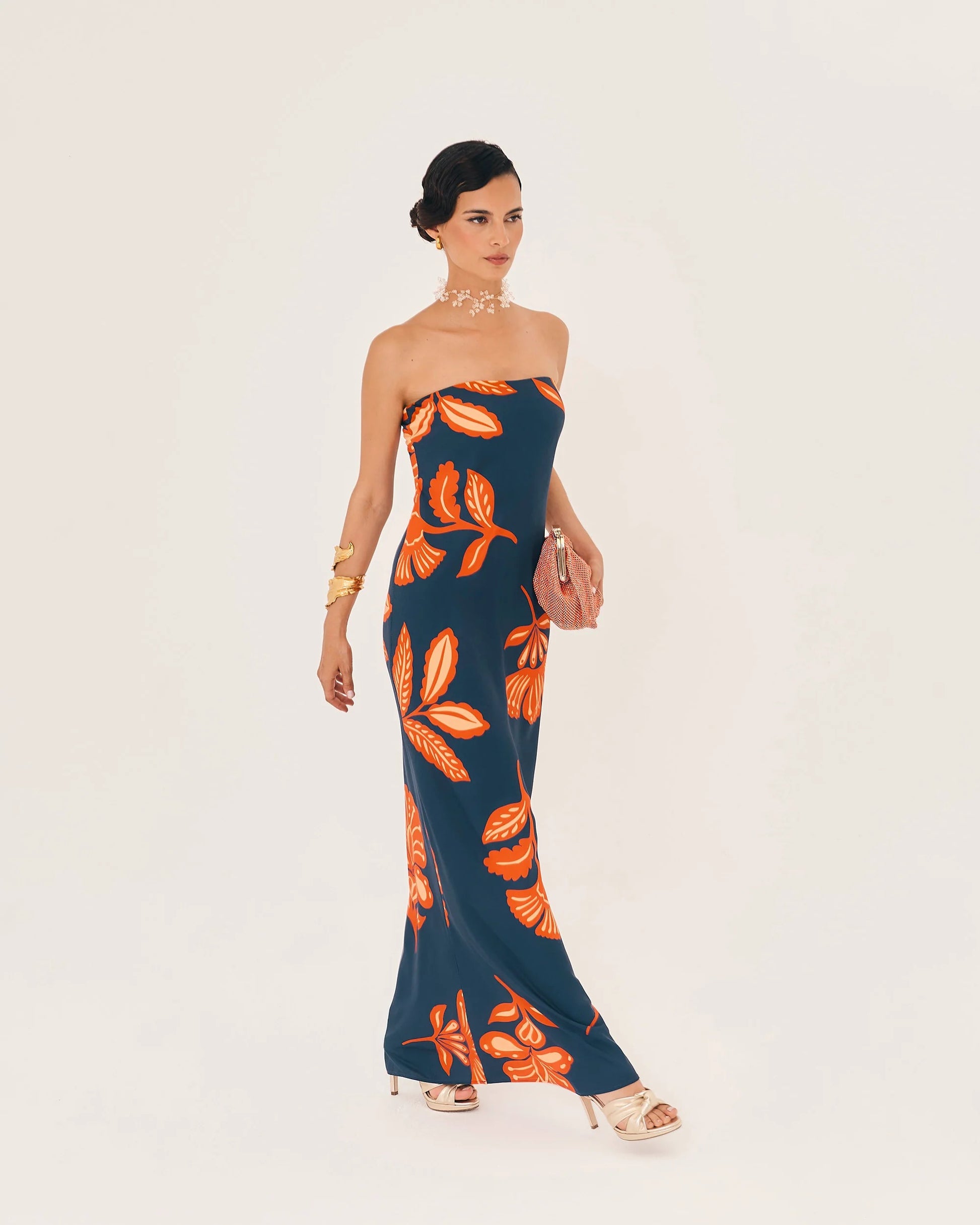 PuraDama™ Solenzia | Vestido largo palabra de honor con estampado floral