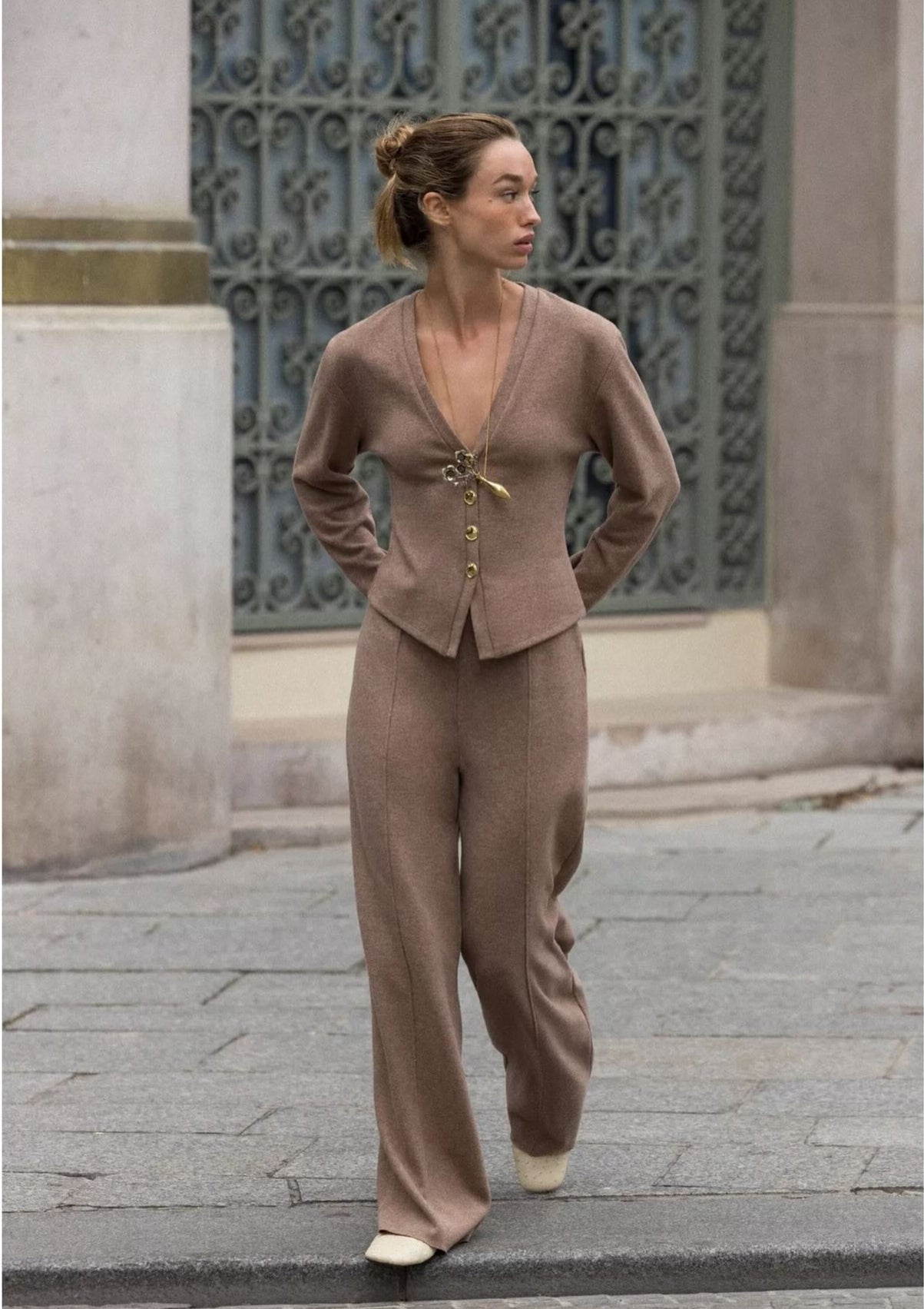 PuraDama™ Ambré | Completo in jersey con bottoni dorati